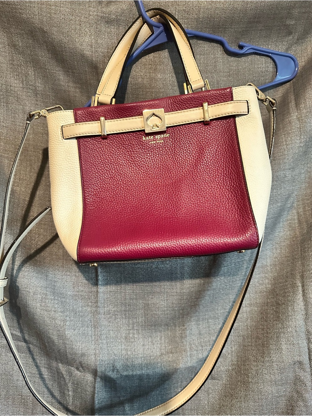 kate spade Two-Tone Berry and Cream Leather Satchel